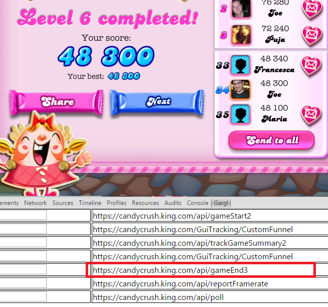 Using Gargl to record actions in Candy Crush